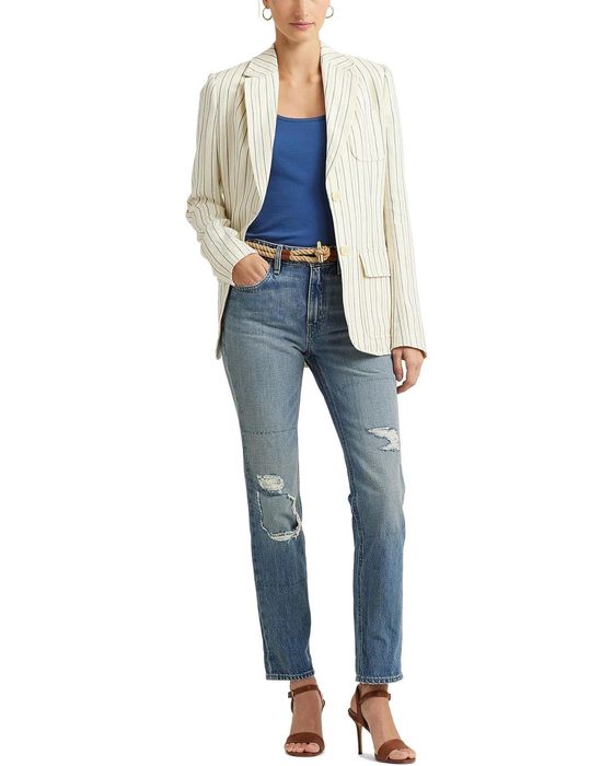 Ralph Lauren striped Cotton-Blend Blazer Пиджак лен с котоном р 10 США