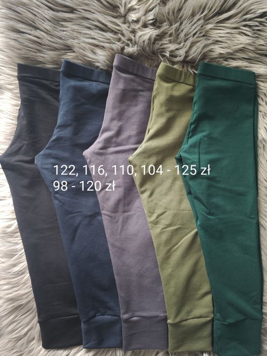 Rozmiar 98 5x no we legginsy spodnie getry dresowe czarne granatowe gr