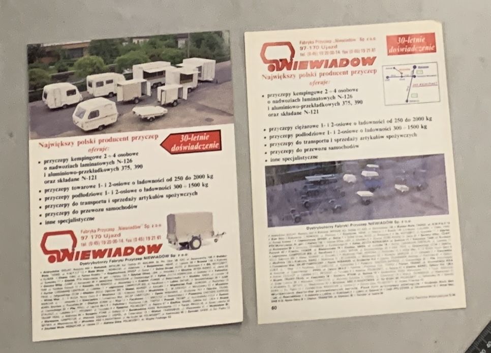 Przyczepy niewiadów n126 n121 n132 reklamy caravaning kamper kamping