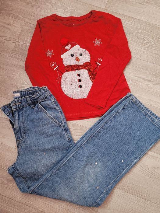 Komplet ubranek świątecznych dla dziewczynki 134-140