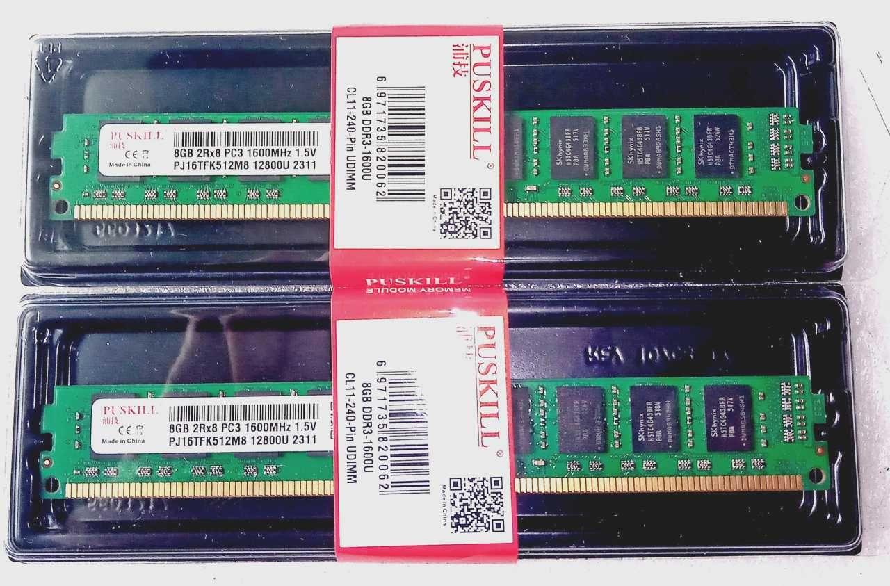 16GB DDR3 (2х8) Нова оперативна пам'ять PC3 12800U 1600 MHz