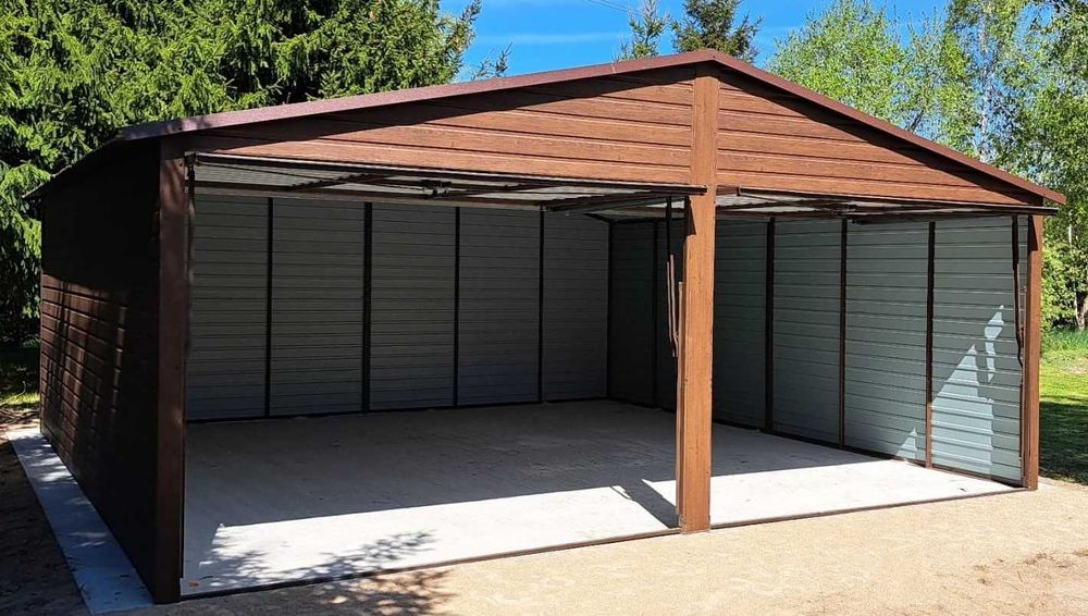 Garaż blaszany Blaszak Wzmocniony DREWNOPODOBNY Garaże 3x5 3x6 4x5 4x6