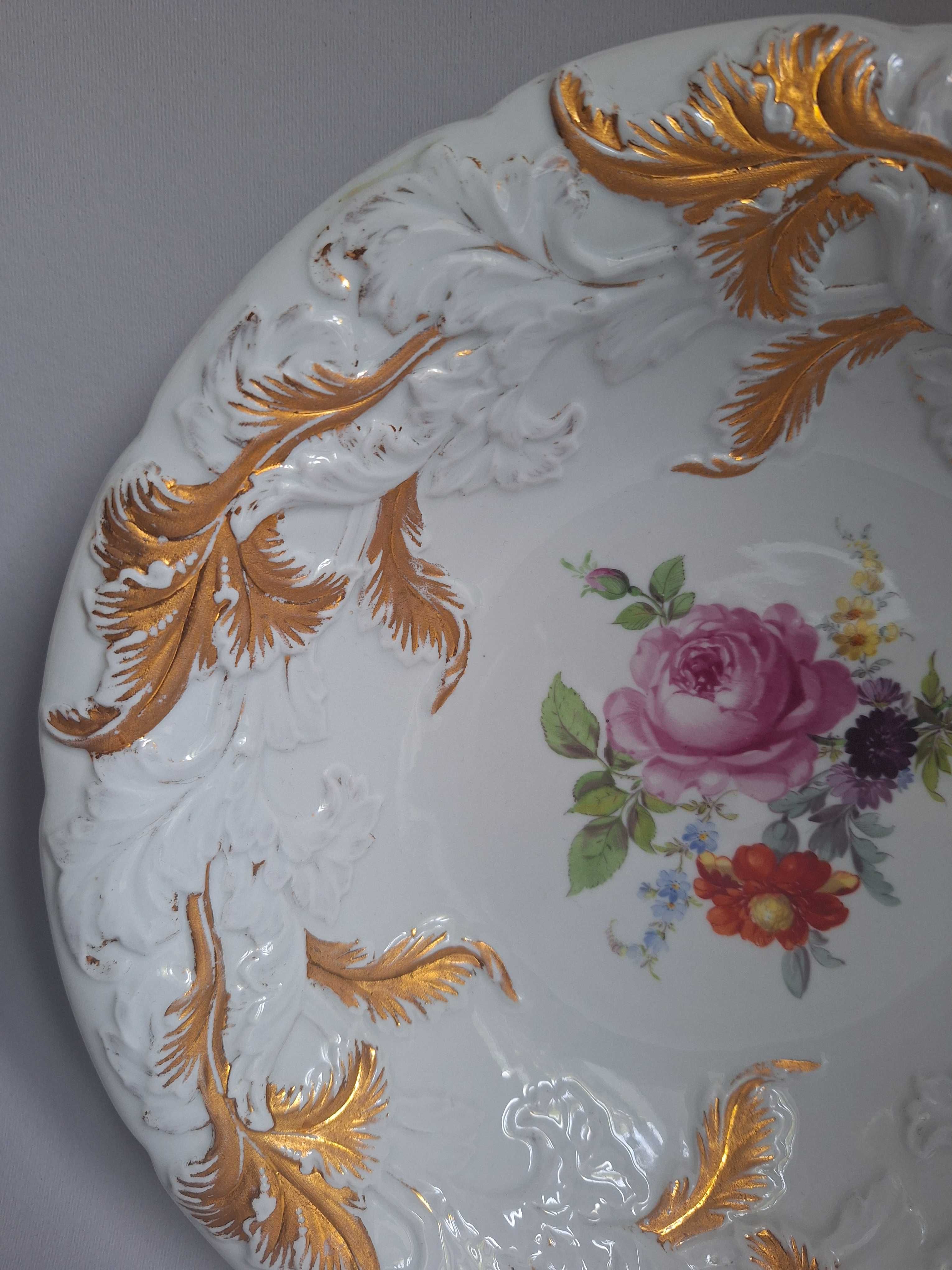 Meissen.Фарфоровая  тарелка с  цветами ручная  роспись  Ø 29.5 см.