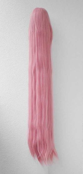 Długa 150cm peruka prosta różowa z grzywką cosplay wig różowy długi