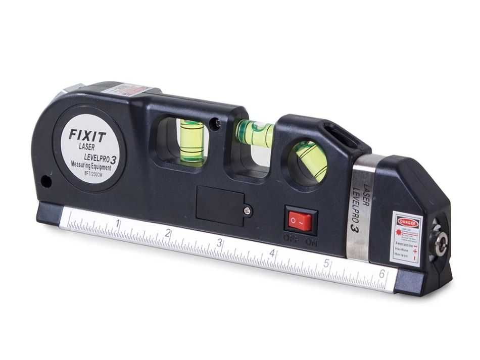 Poziomica laser z miarą 250cm LED czerwony laser 3 libele MAT-T-271