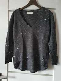 Sweter bluzka damska grafitowa z cekinami Zara Knit M