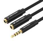 Kabel Audio 3,5Mm Męski Do 2X3,5 Mm Żeński Vention Bbvby 0,3M (Czarny)