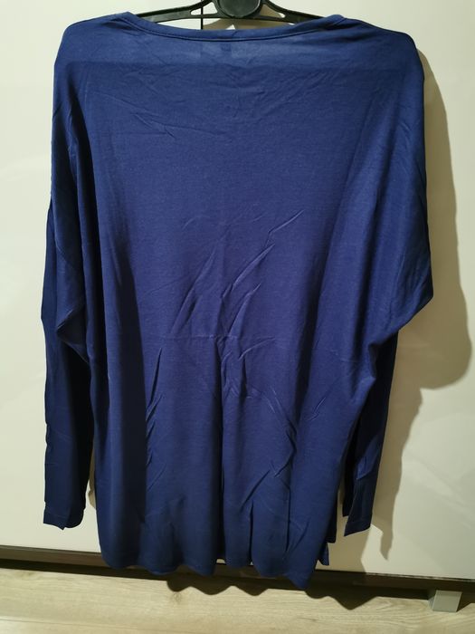 Bluzka koszulka Fawori długi rękaw damska granatowa napisy 40 L