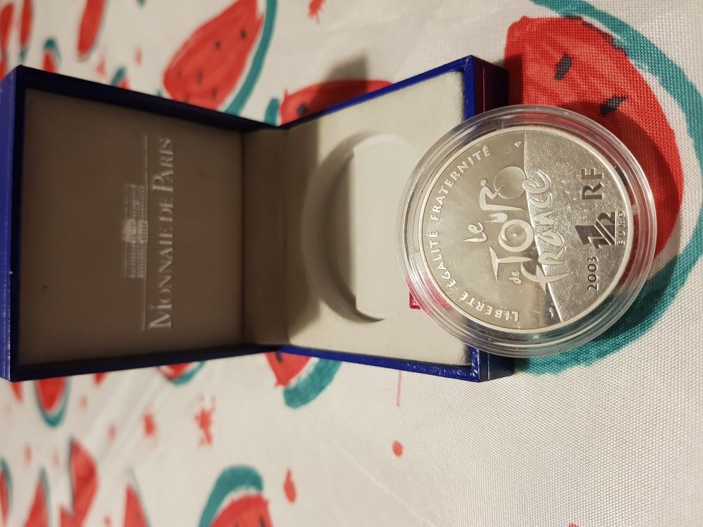 Moeda em Prata, Silver coin, 1/2 EURO Le Tour de France 2003