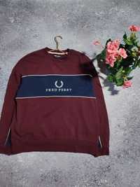 Бордовый премиальный свитшот кофта с большим логотипом Fred Perry