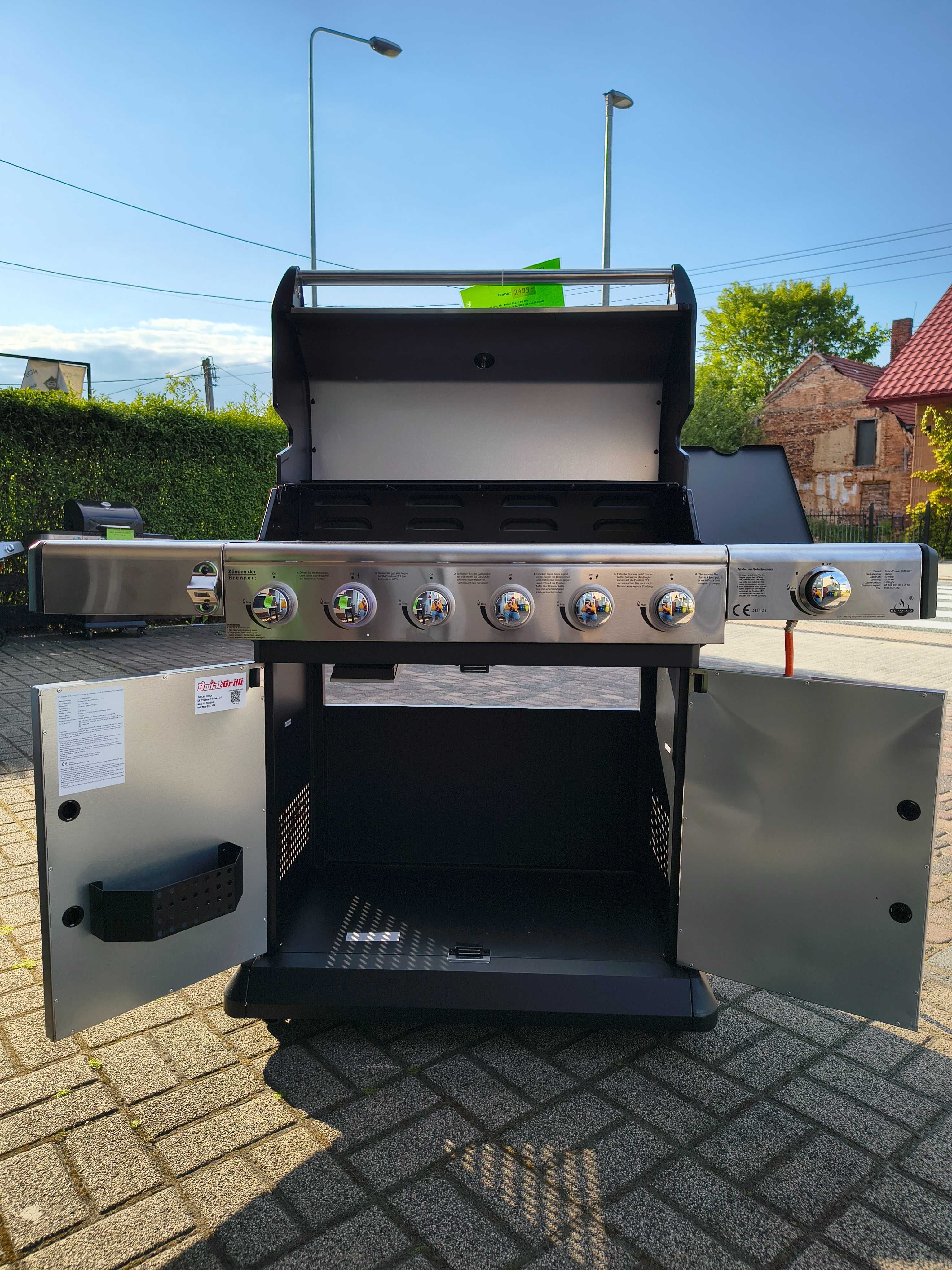 Duży Solidny GRILL GAZOWY EL FUEGO DELUXE  21KW  LED 7 palników NOWY !
