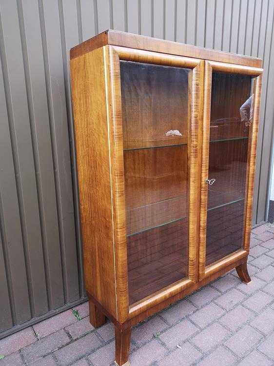 Witryna Biblioteka ART-DECO Orzech Stara Antyk Po Renowacji Okazja.