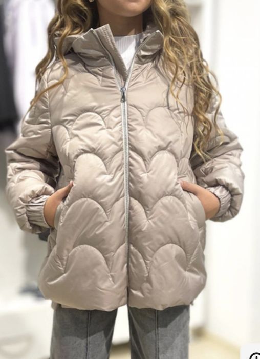 Куртка осіння сіро-пудрового кольору 152 розмір