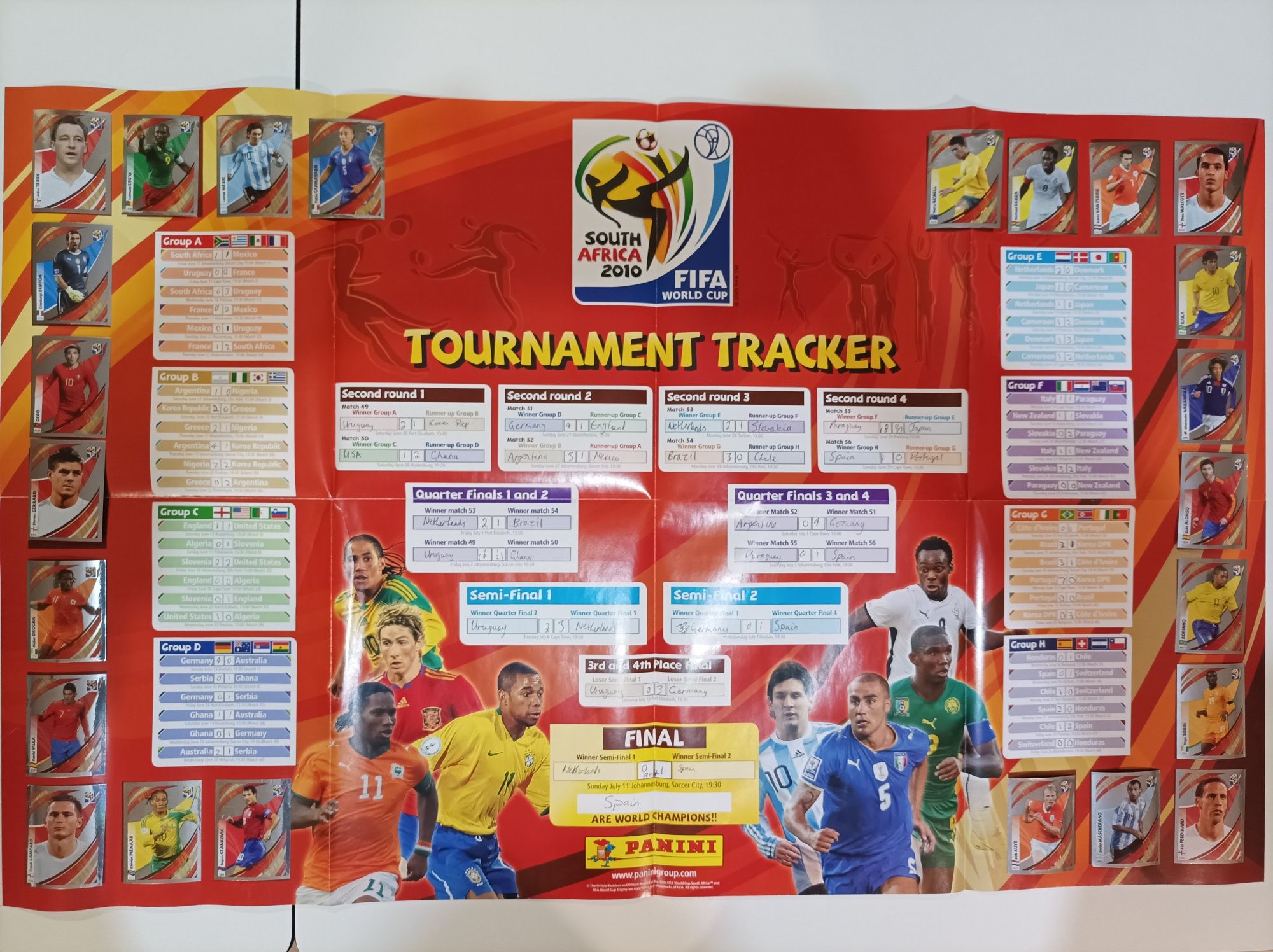 Poster completo cromos Extra Stickers Mundial 2010 Panini