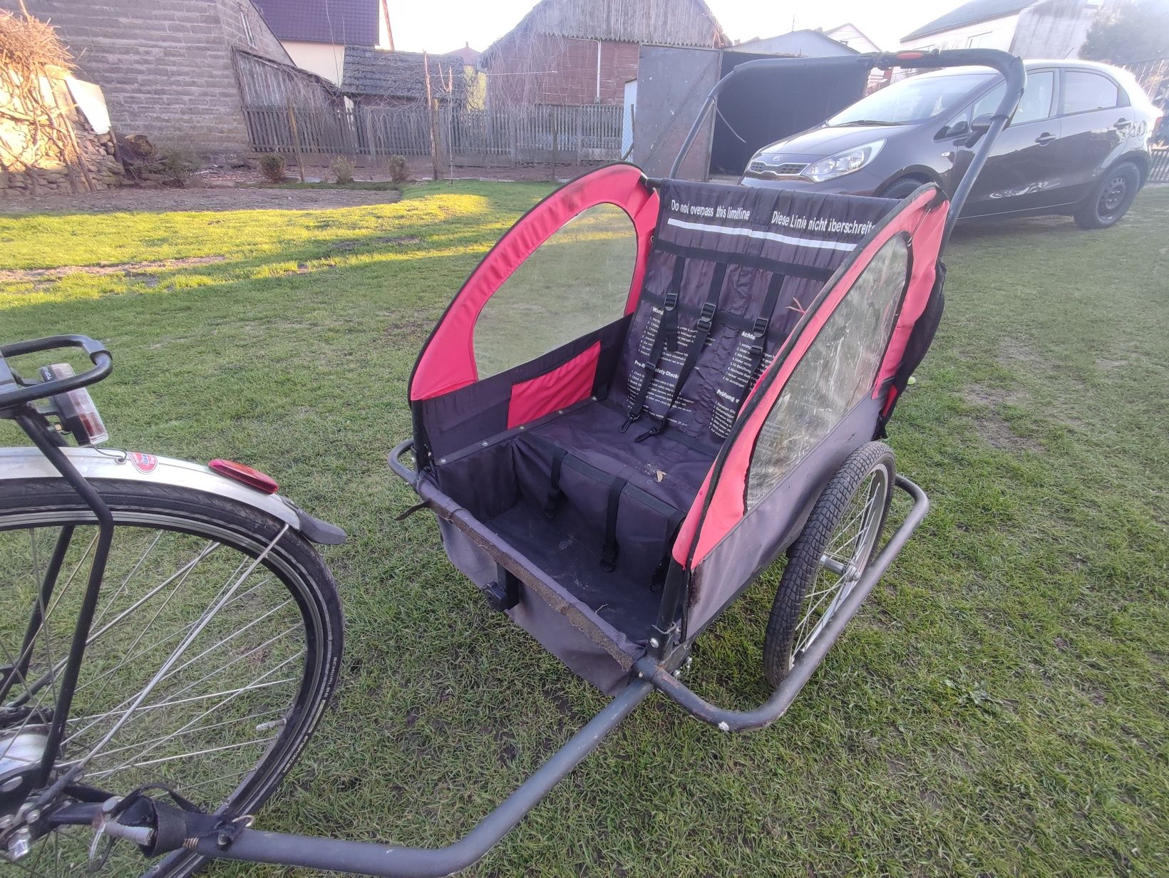Przyczepka rowerowa do roweru przyczepa dla dwójki dzieci