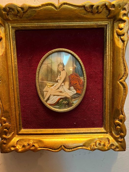 Antyczny  miniaturowy potret młodej kobiety , Francja pocz. XXw