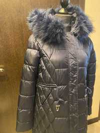 Женское зимнее пальто, темно-синий цвет, размер 48 (L)