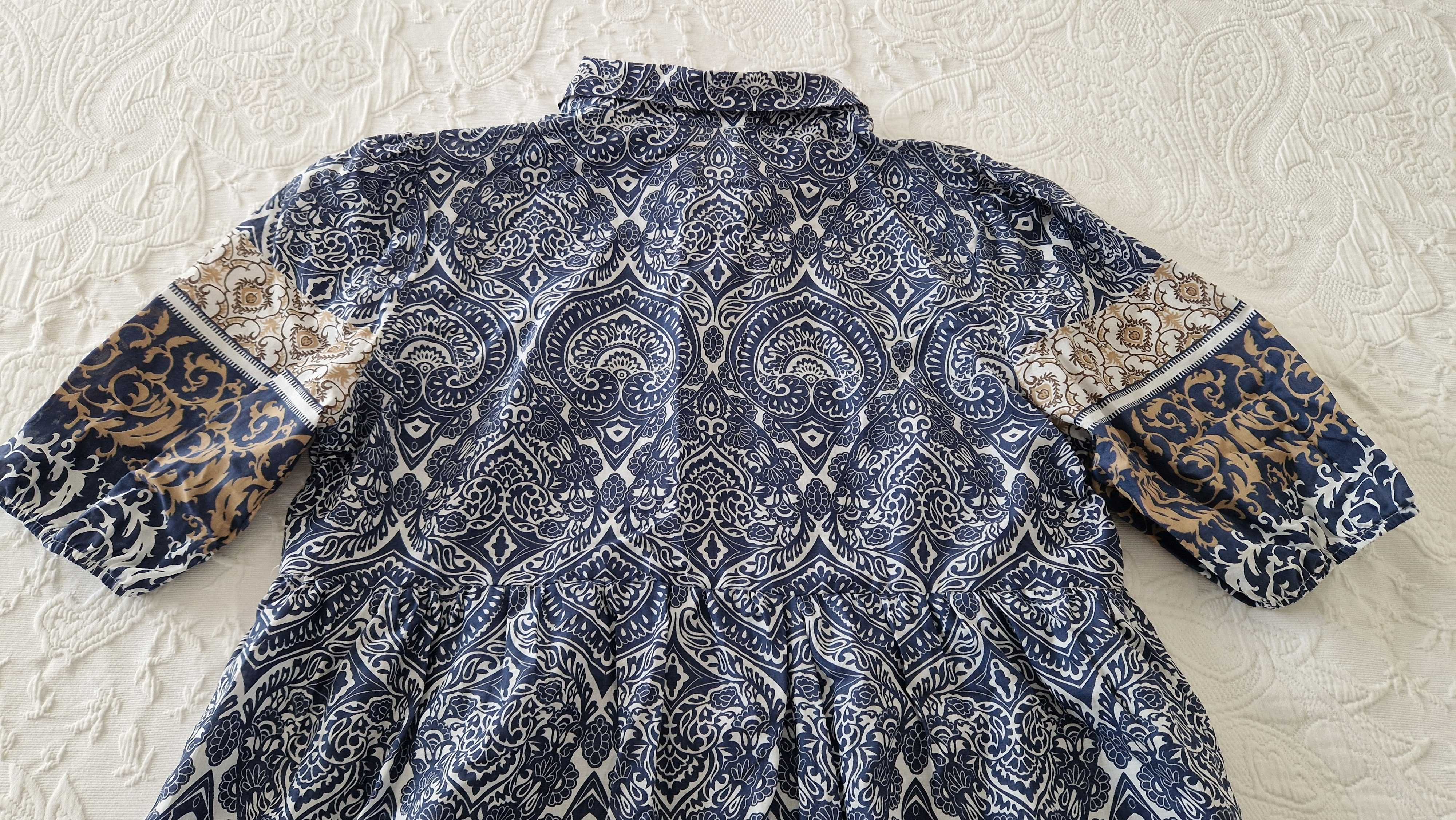 Vestido estampado manga curta, tamanho M