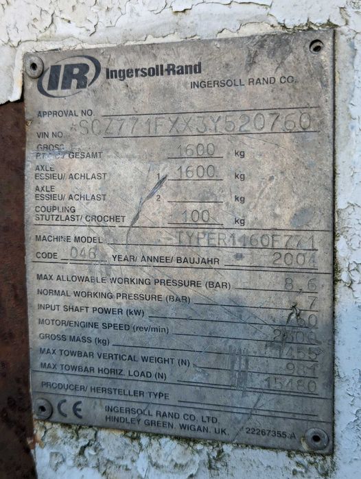 Sprężarka Ingersoll Rand 7/71 kompresor śrubowy przeciski piaskowanie