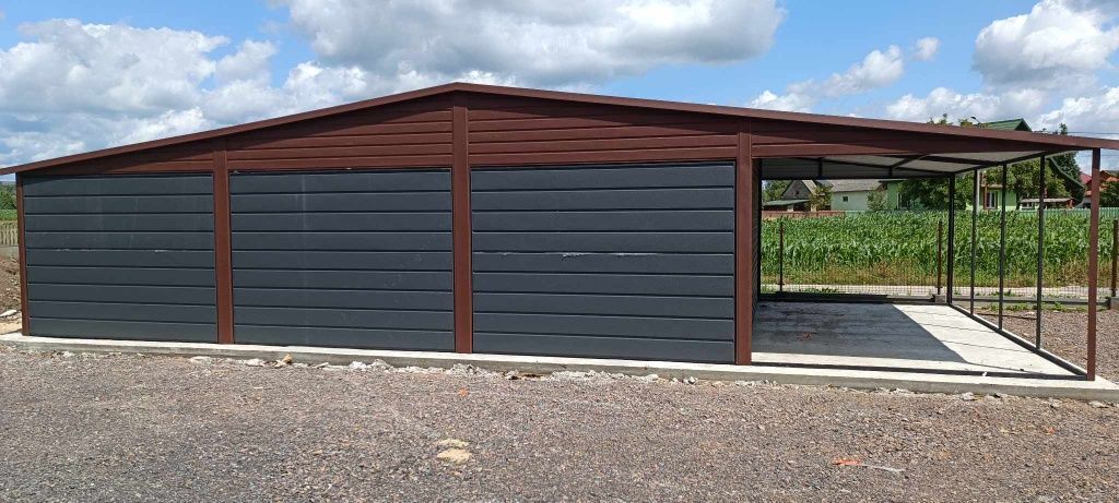 Garaz blaszak 12x6 grafit mat 3m wiata z paneli