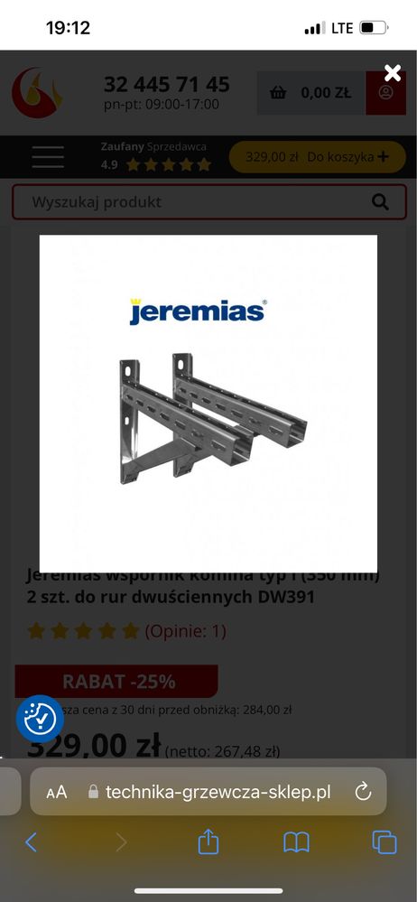 Jeremias wspornik komina typ I (350 mm)