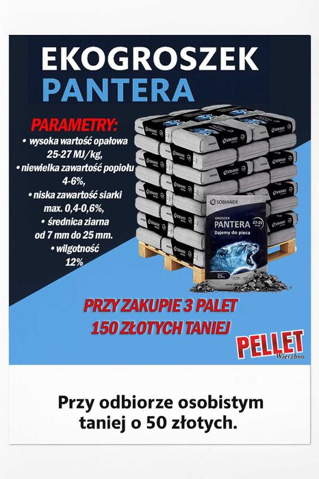 Ekogroszek Premium PANTERA 27-25 MJ/kg Sobianek workowany