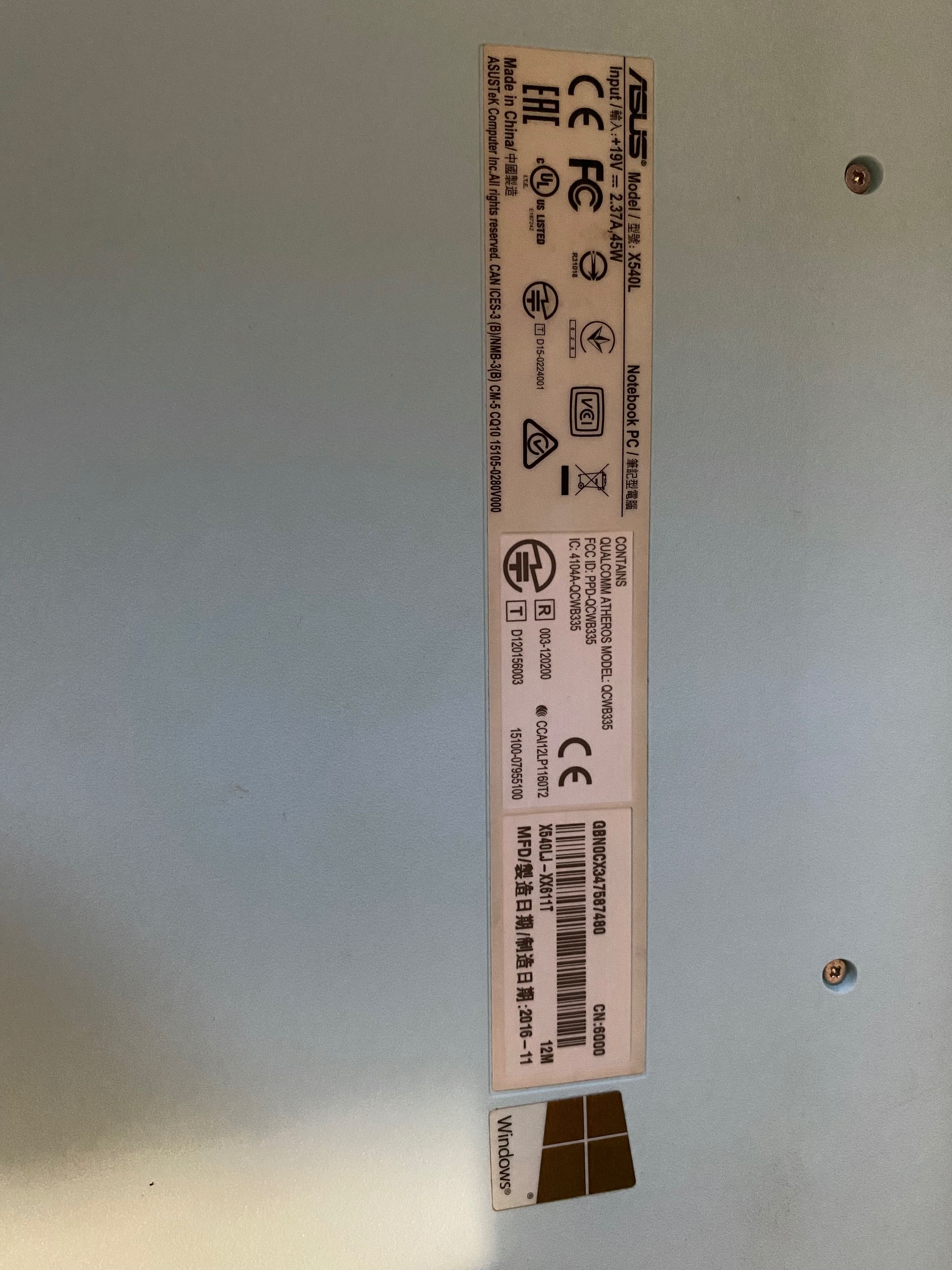 Продам ноутбук ASUS X540L