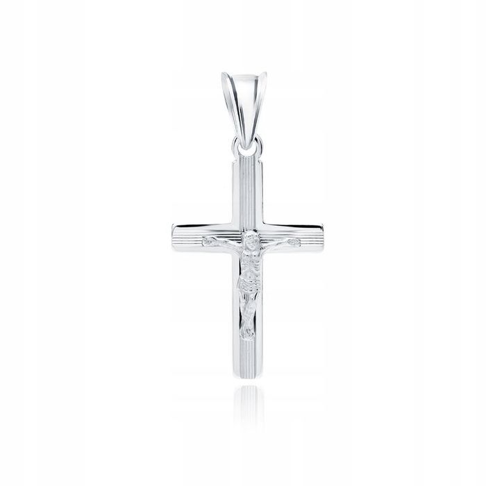 Elegancki Srebrny Krzyżyk 925 Pamiątka Chrztu Świętego Dla Chłopca + G