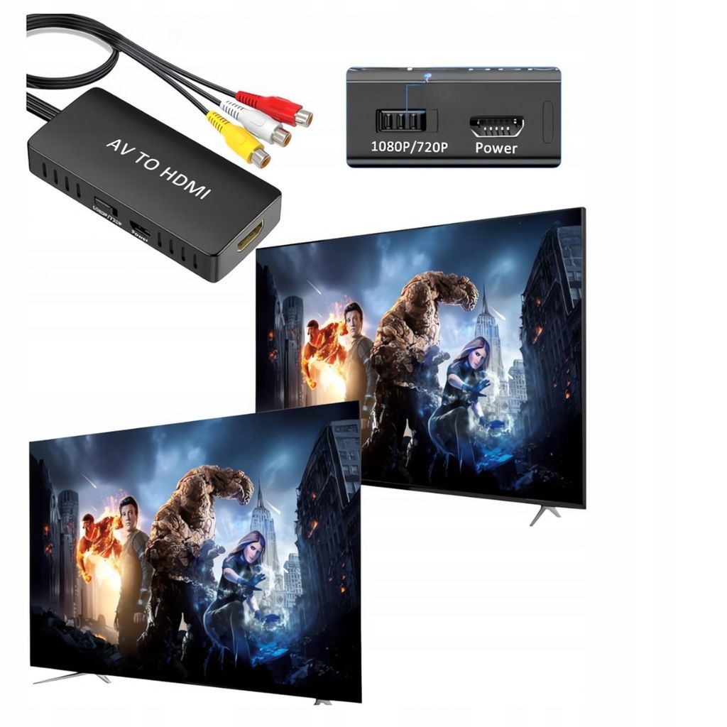Konwerter HD RCA Adapter 1080P AV Na HDMI USB
