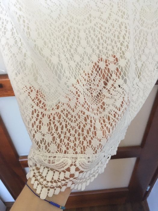 Sukienka koronkowa krótka biała boho roz S