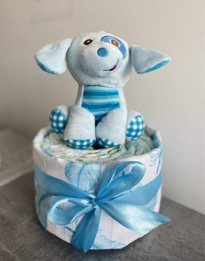 Tort z pampersów 1-warstwowy z pieluszką,prezent na chrzest,babyshower