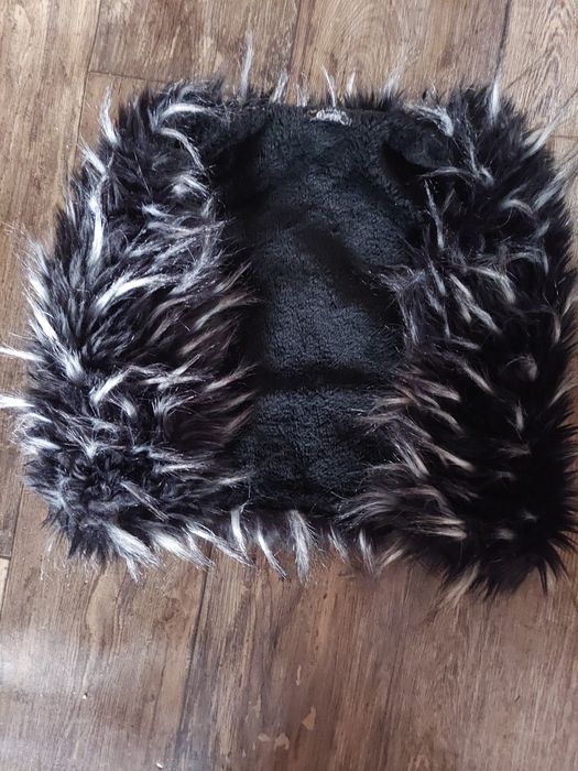 bezrękawnik | kamizelka | futro | futerko | czarny z białym | nowy