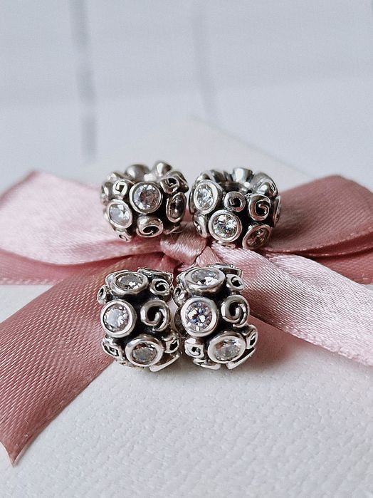 Contas da Pandora Corações Plumas Flores Muranos Clips