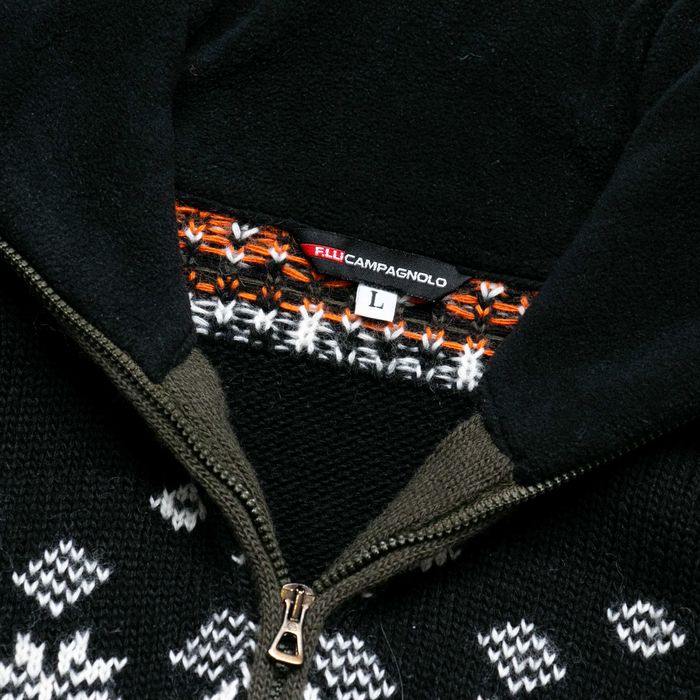 F.lli Campagnolo wełniany sweter z golfem w stylu norweskim L halfzip