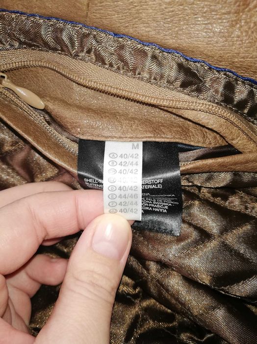 Kurtka skórzana ocieplana damska, brązowa, M 40-42, C&A