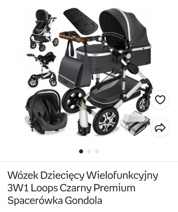 Wózek 3w1 dziecięcy wielofunkcyjny kesser premium gondola spacerówka