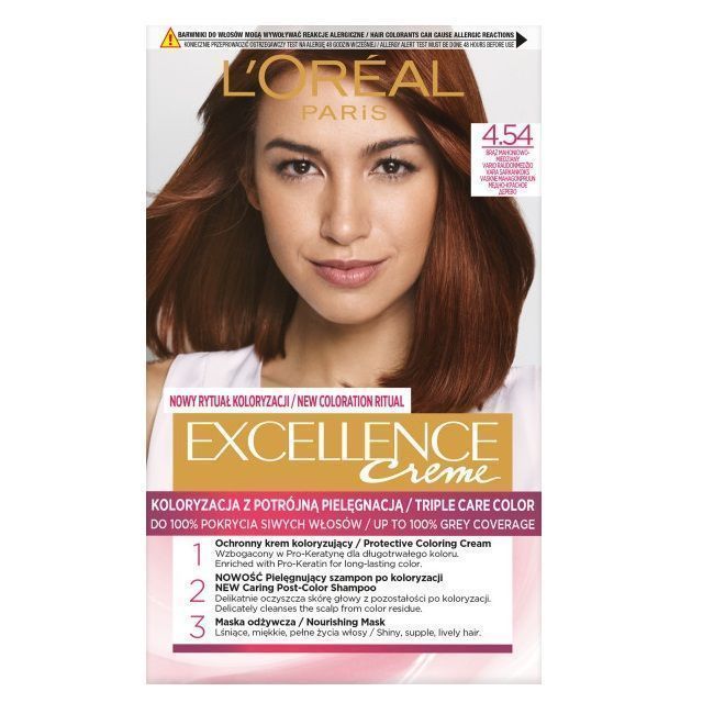 Farba L'oreal Excellence Creme 4.54 Brąz Mahoniowo-Miedziany P1