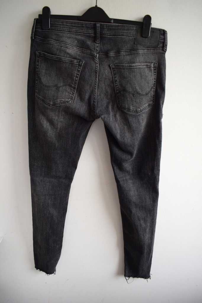 Jack&Jones spray on Tom spodnie jeansy rurki czarne z dziurami w34 l32