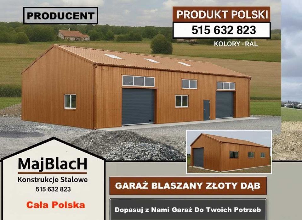 Garaż Blaszany |Hala Magazynowa |Wiata Stalowa   - Magazyn - Maj-Blach