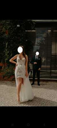 Suknia ślubna dwa w jednym - krótka mini i długa