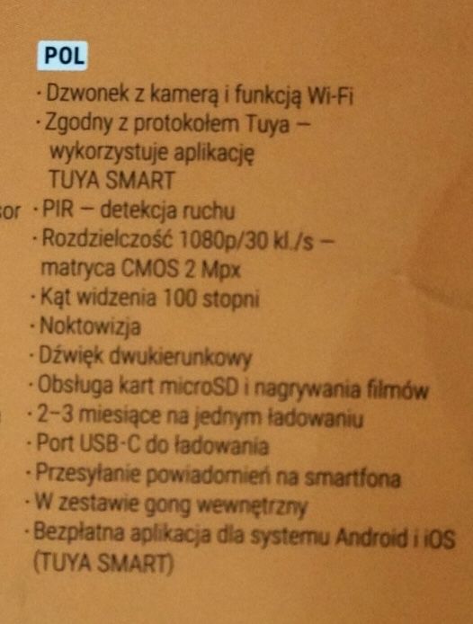 Wideofon dzwonek z kamerą Wi-Fi domofon Denver DVB-216MK2 doorbell