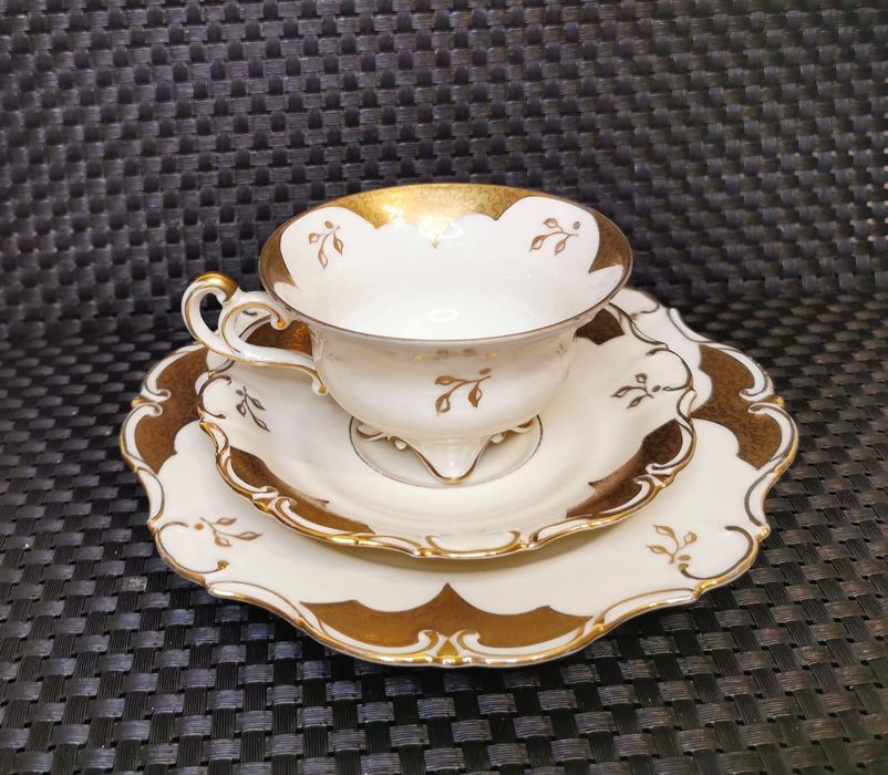 Porcelana Śląska TRIO TILLOVITZ Tułowice Złocona Unikat