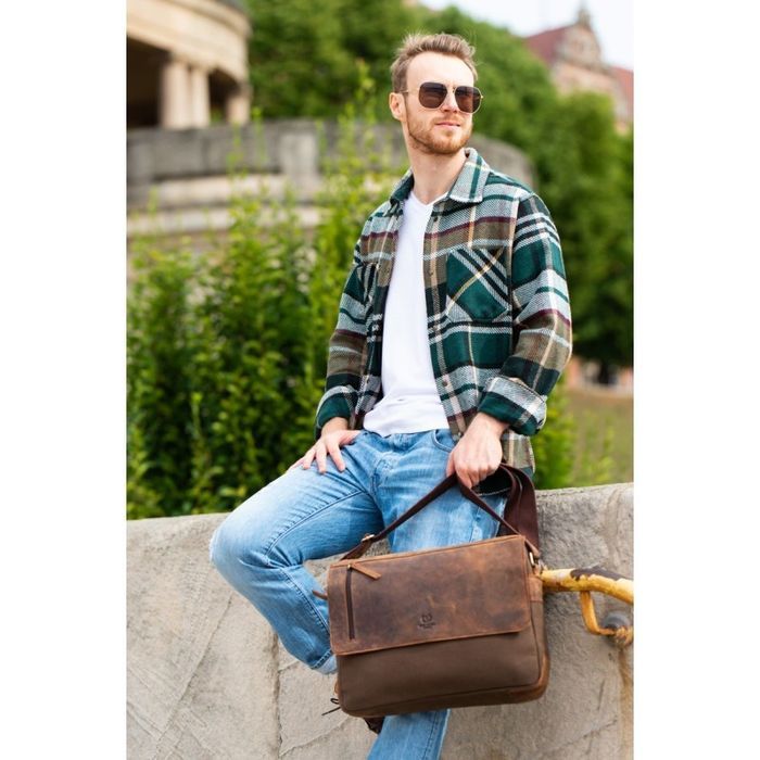 Brązowa torba studencka męska na ramię Paolo Peruzzi T-20-BR