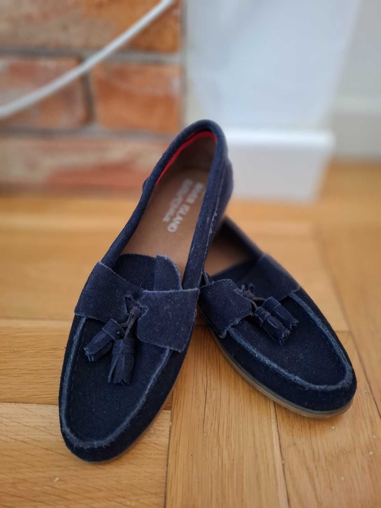 River Island skóra mokasyny 34 komunia