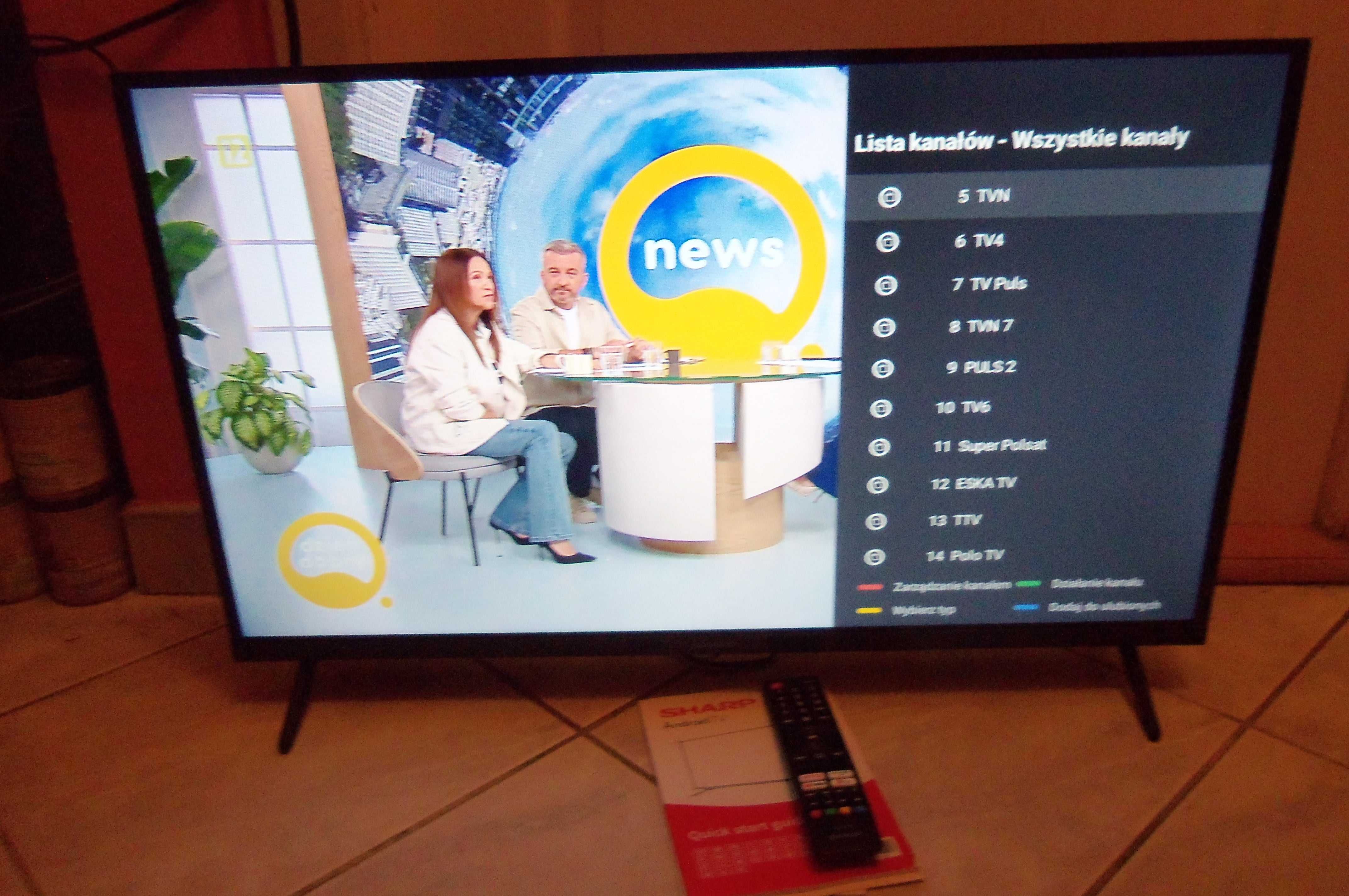 Sharp 32 cale, SMART,WIFI, dvb-t2 h.265,USB,HDMI, pilot, NA GWARANCJI.