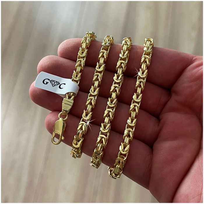 Łańcuszek Złoty Damski Splot Królewski 925/585 Srebro Pozłacane 65cm/4