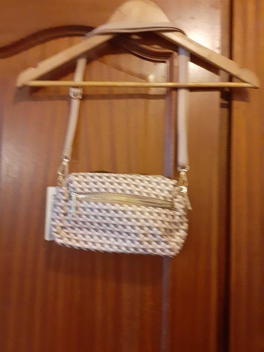 Mala tiracolo padrão beje