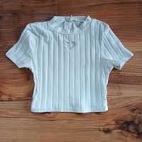 Crop Top 140 146 krótki top SHEIN biały t-shirt koszulka