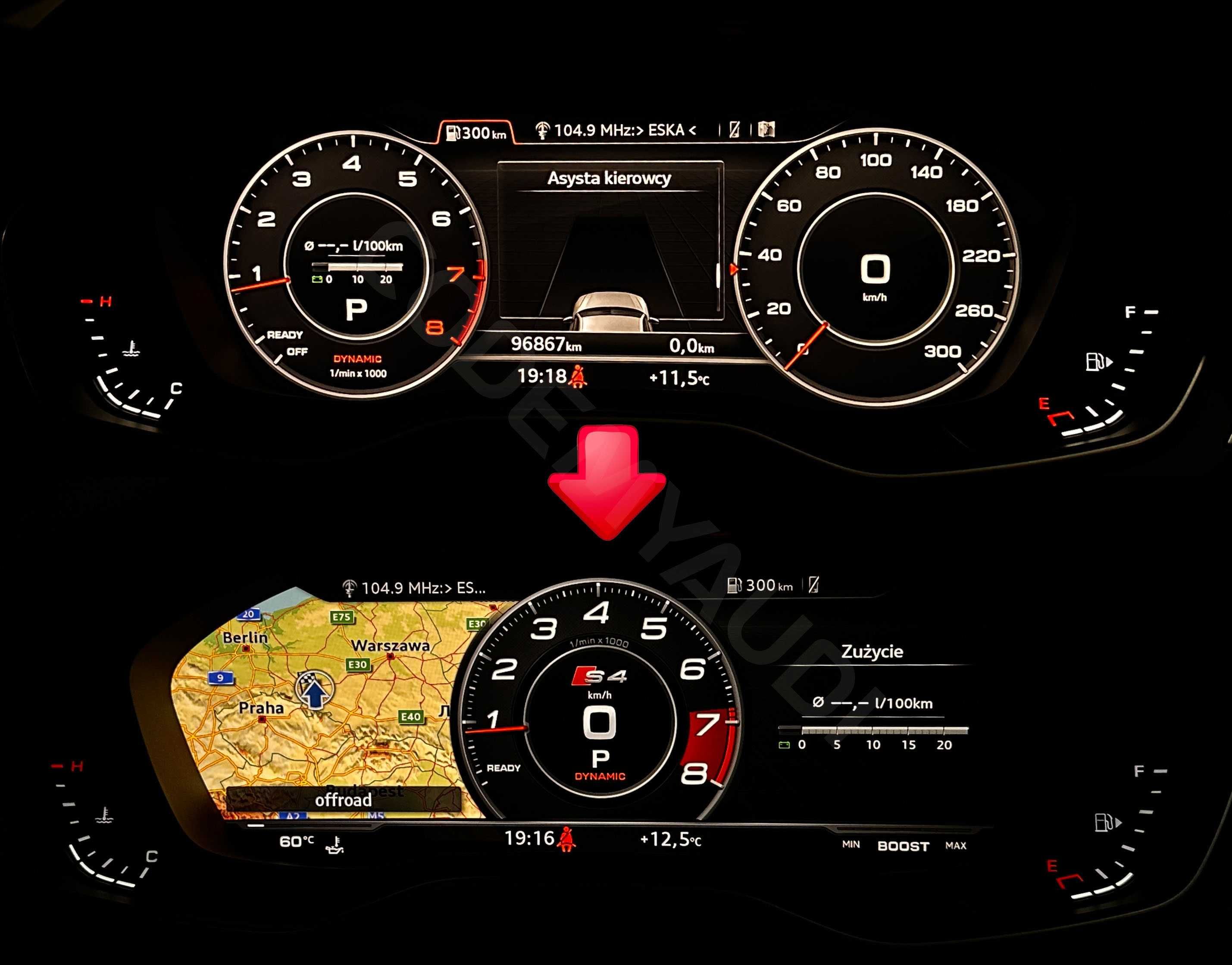 Aktywacja Sport Layout Audi A4 B9 A5 F5 Q5 FY Q7 4M TT Virtual Cockpit