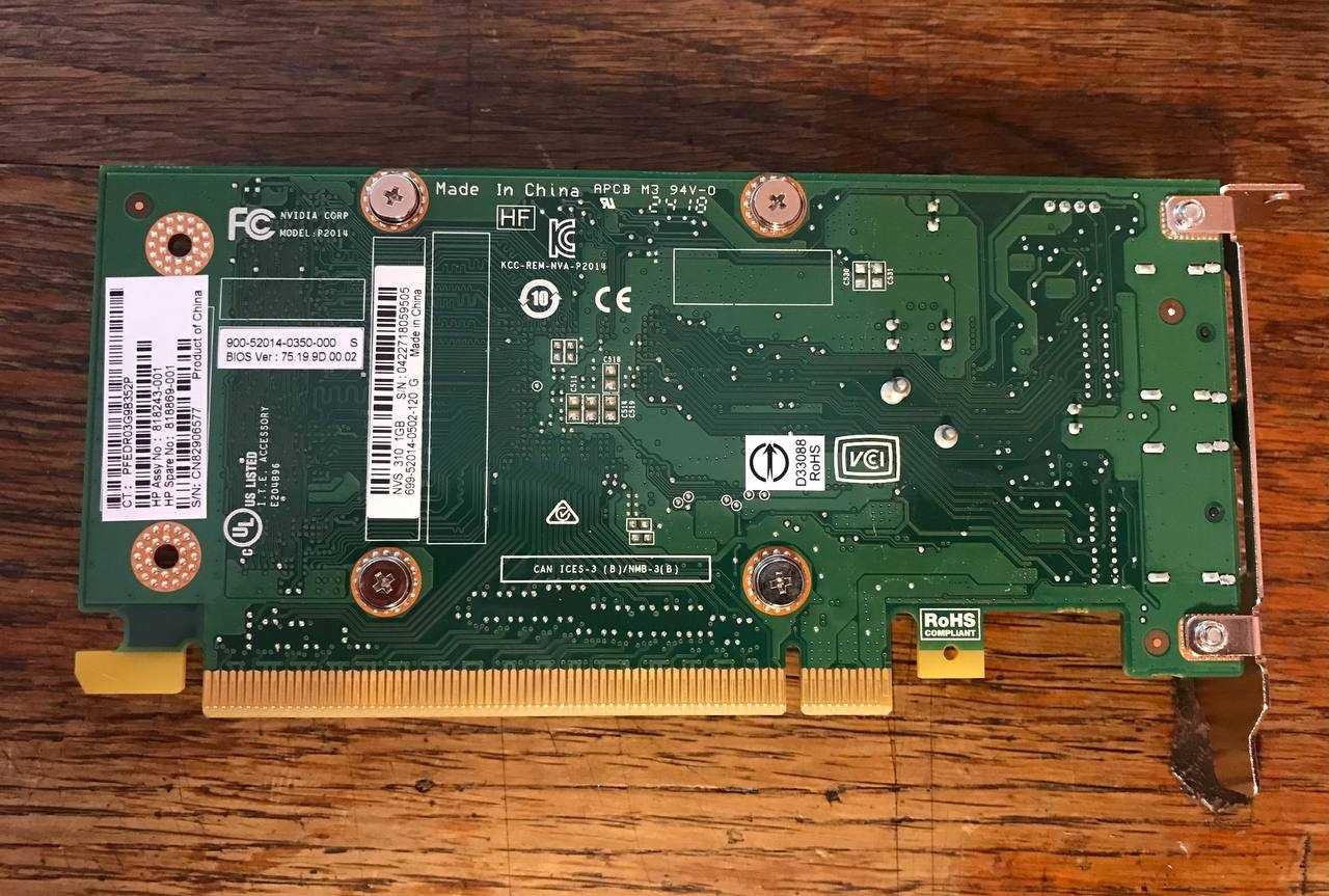 Видеокарта NVidia NVS 310, 1 GB DDR3, 64-bit / 2x DisplayPort